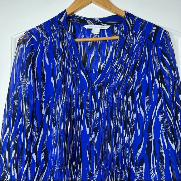 DVF Kourtni Fierce stripe silk chiffon tunic dress Size 10 - Picture 5 of 14